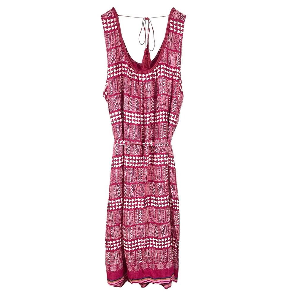 NWT Lucky Brand Sleeveless Belted Shift Dress Womens 3X Pink Bohemian Aztec